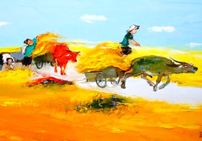 Tranh Nguyễn Văn Cường - Hoài niệm làng quê